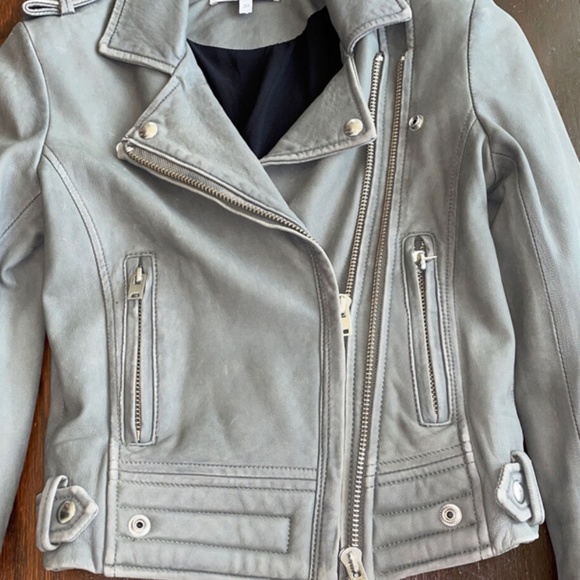 $1295 IRO Luigaspe Gray Leather Motorcycle Jacket sz 0 FR 34 - Picture 3 of 9